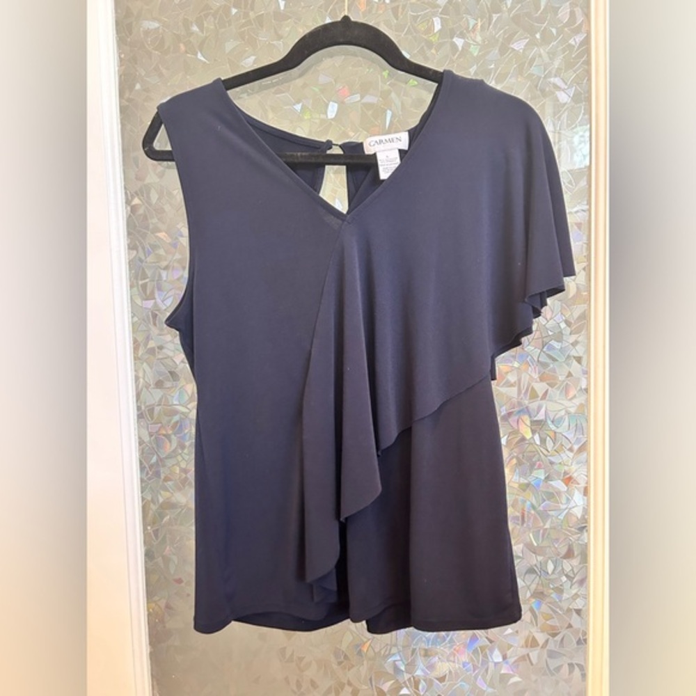 🫶🏼 Carmen Marc Valvo navy top (B2)